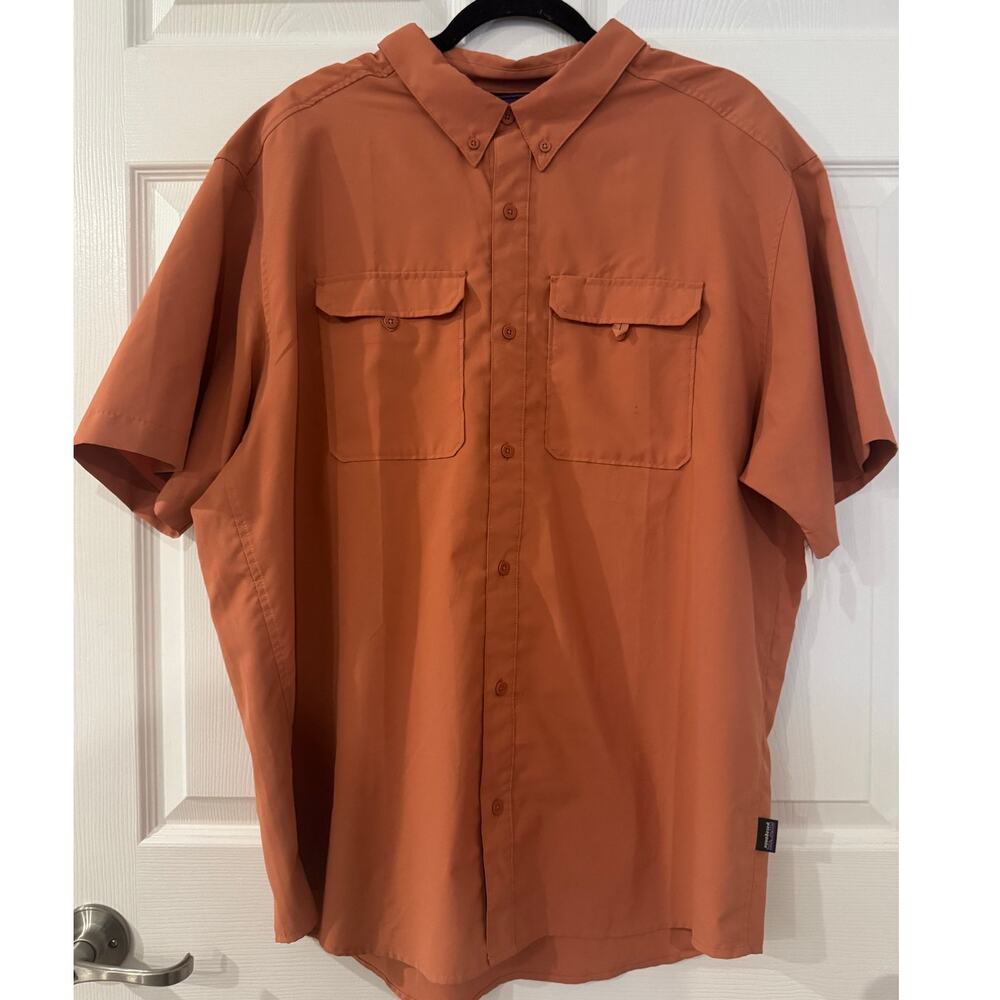 Patagonia‎ Recycled Polyester Button Up Men’s XXL Brown Gorpcore Trail Shirt